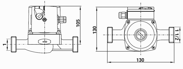 ابعاد پمپ آب صنعتی نوید موتور مدل NM25-40 130