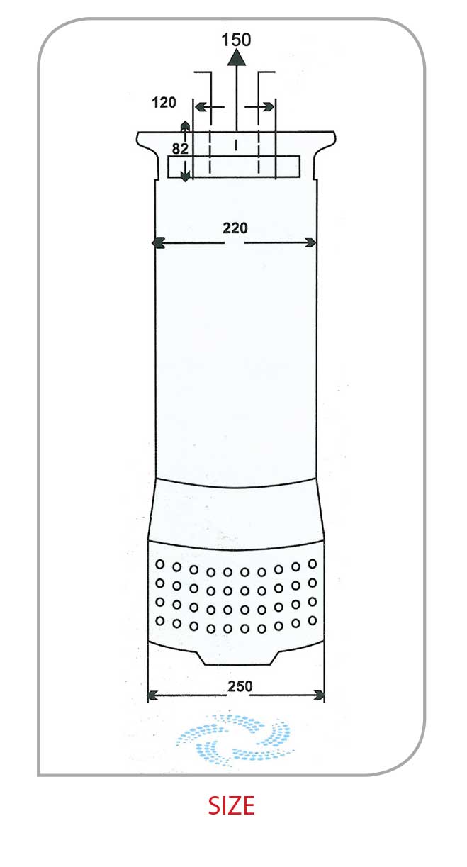 ابعاد پمپ کفکش 200 متری فدک مدل F 22/1B