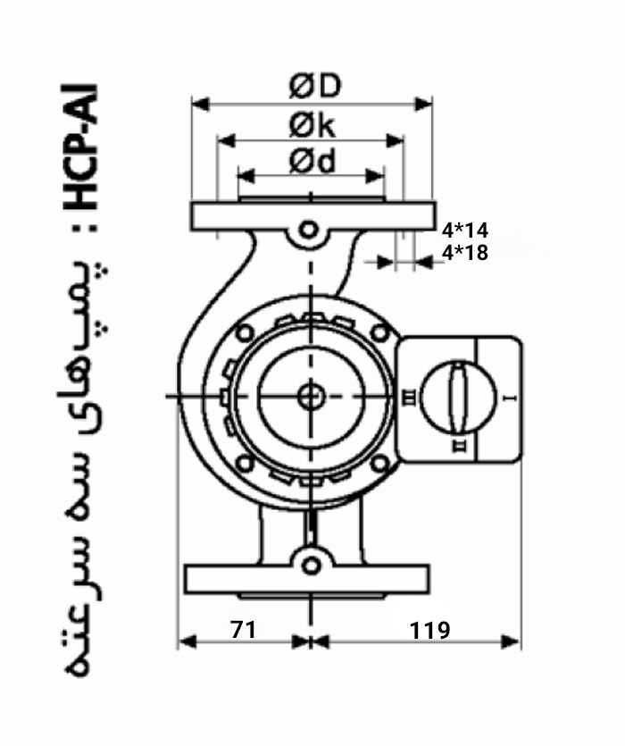ابعاد پمپ آب نوید موتور مدل HCP-AI 4/80