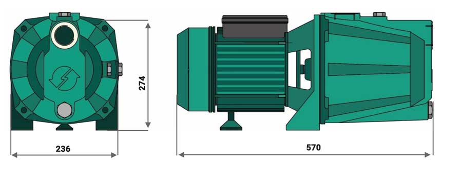 ابعاد بسته بندی پمپ آب خانگی ویلو مدل Initial JET 9-4