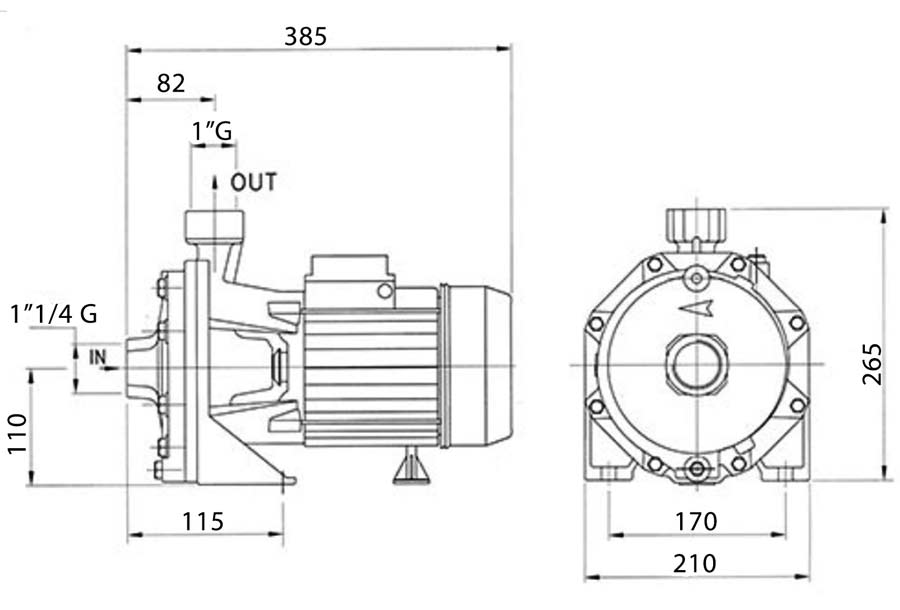 ابعاد الکتروپمپ دیزل ساز سری DB160/01