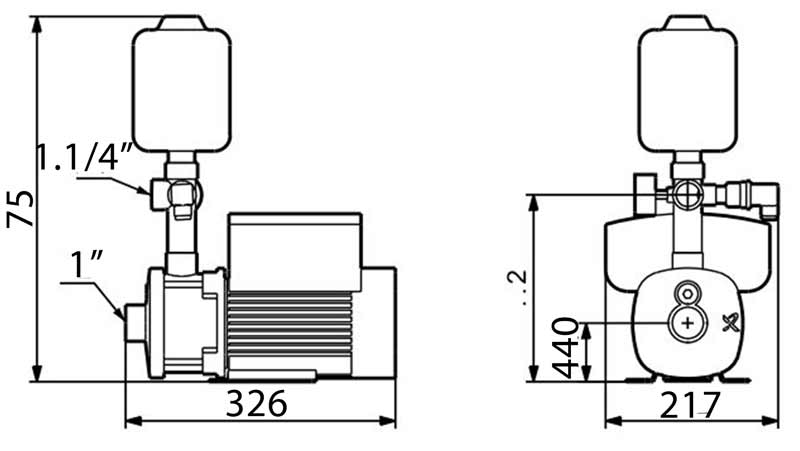 ابعاد پمپ آب خانگی گراندفوس مدل CMBE 5-31